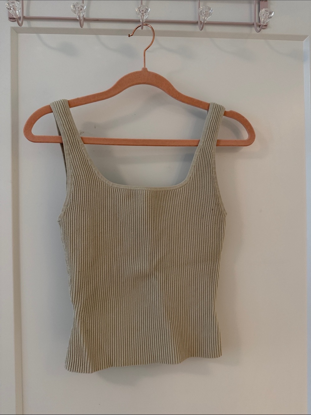 Babaton Ribbed Square-Neck Tank Top in Sage